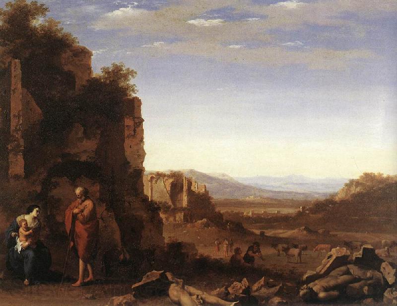 POELENBURGH, Cornelis van Rest on the Flight into Egypt af Norge oil painting art